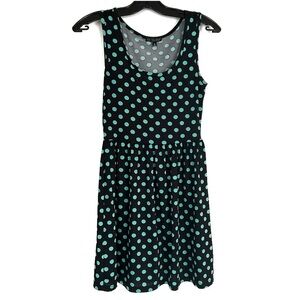 BeBop Black Teal Blue Polka Dot Dress Size Small Stretchy Sundress Summer Tank